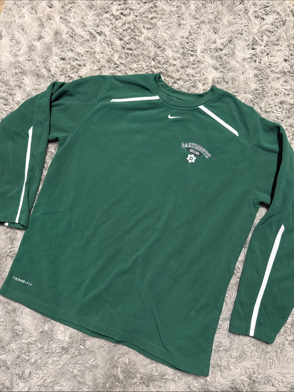 Nike Green Long-Sleeve Athletic Therma-Fit Fleece Top with Dartmouth Logo